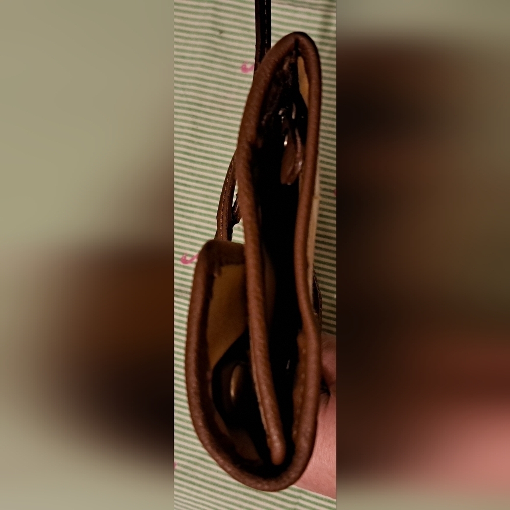 EUC Spartina 449 Beige Leather & Linen Jewelry Travel Vacation Roll Case Pouch - Picture 6 of 8